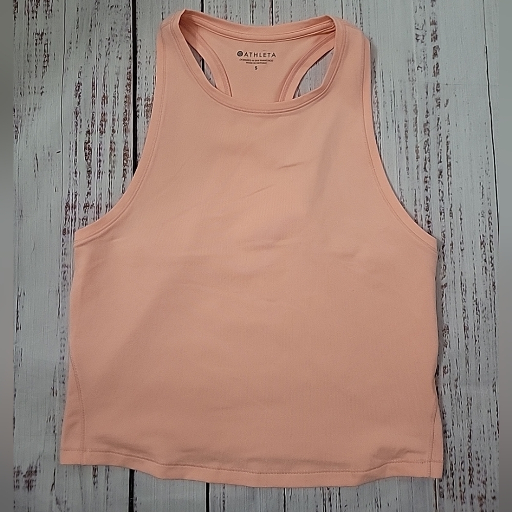 Athleta Shanti Crop Core Tank Top Racerback Powervita Peach 502389 Small EUC